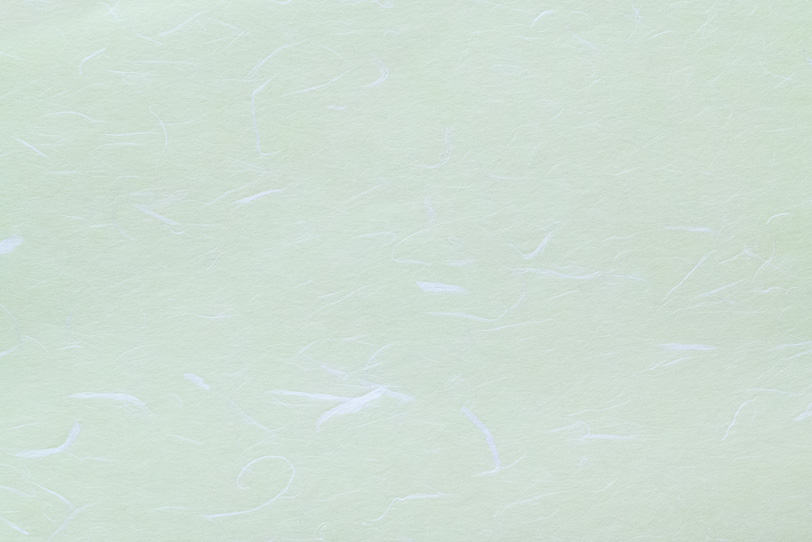 薄緑色に白い楮の筋が入った和紙の写真画像