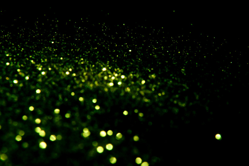 黄緑色の光の玉の写真画像