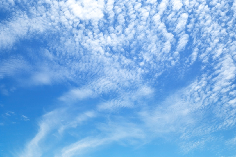 青空に広がる小さな雲の大群の写真画像