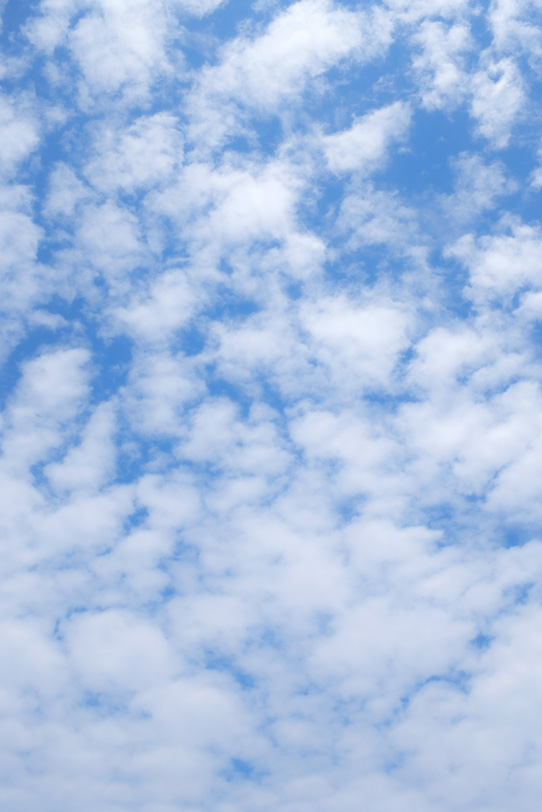 無数の綿のような雲が青空に登るの写真画像