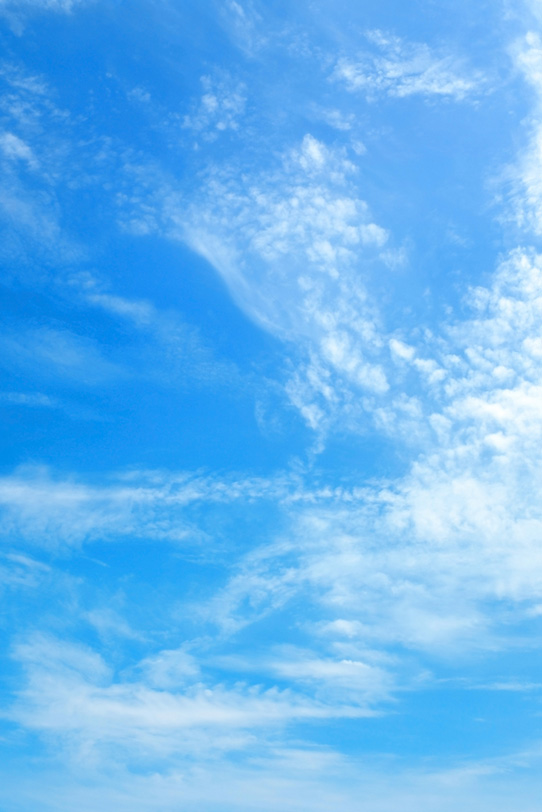 うろこ雲が高く登る青空の写真画像