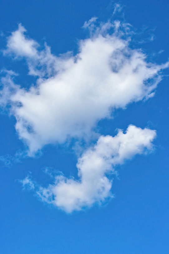 青空に浮かぶ妻夫のような雲の写真画像