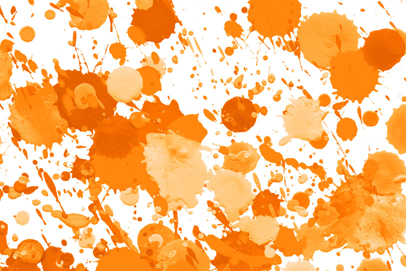 オレンジ色の飛沫のスプラッシュ画像