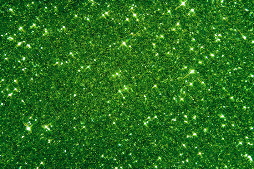 キラキラと輝くグリーンのグリッターの写真画像