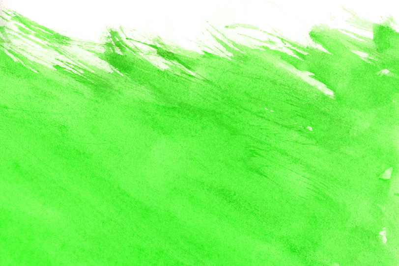 鮮麗なグリーンの水彩筆塗りの写真画像