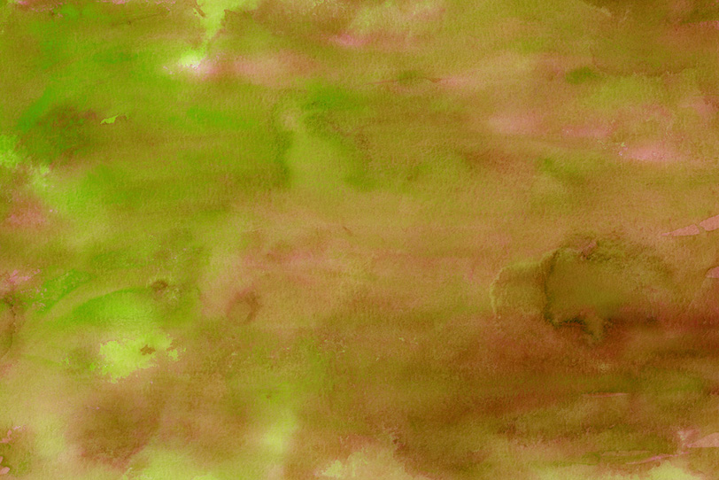 茶と緑の水彩絵具が滲む紙の写真画像