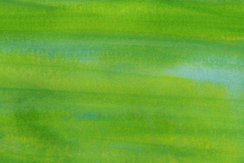 ブラシで塗ったグリーンの水彩の写真画像