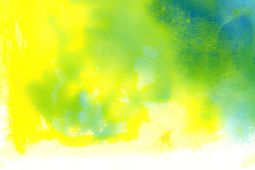 イエローとグリーンの水彩テクスチャの写真画像
