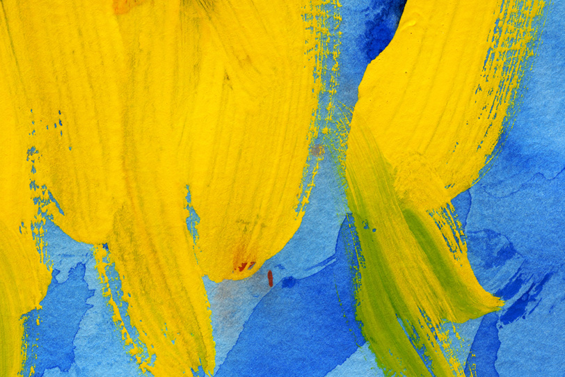 黄色と青色のシンプルな水彩
