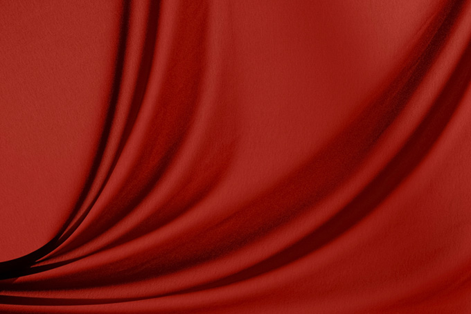 ドレープが美しい赤い布のテクスチャ（布 画像の背景フリー画像）