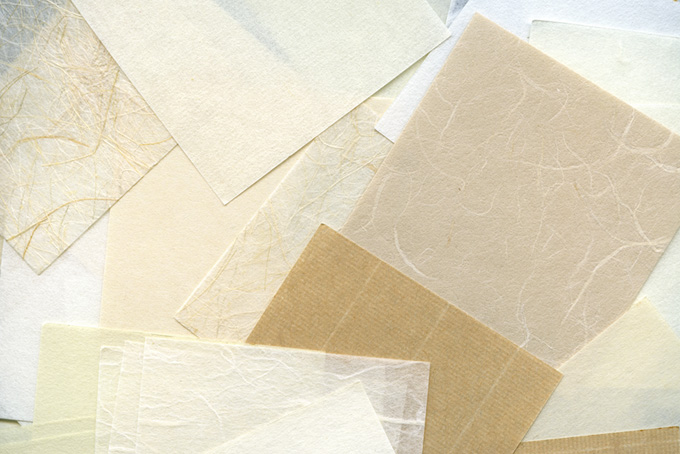 白や茶色の様々な和紙のテクスチャ（和紙 和風の背景フリー画像）
