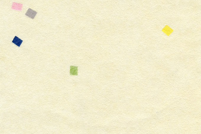 淡黄蘗色の紙に四角い色模様入の和紙（和紙 柄の背景フリー画像）