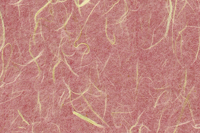 黄楮筋が入った長春色の和紙のテクスチャ写真（和紙 繊維の背景フリー画像）