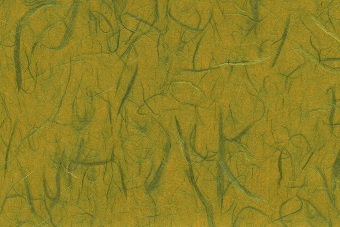 緑雲竜柄の菜種油色和紙のテクスチャ画像（和紙 テクスチャ フリーの画像）