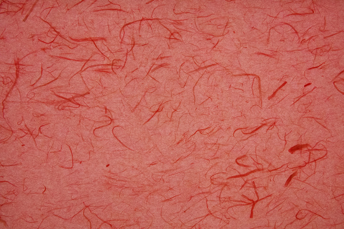 華のある雲竜柄の紅樺色和紙（和紙 赤色の背景フリー画像）