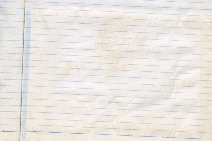 シミや汚れのある紙のノート（紙 おしゃれの背景フリー画像）