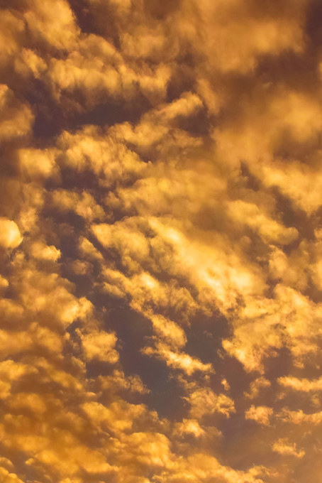 夕焼けに光り輝く黄金色の雲（夕景 おしゃれの背景フリー画像）