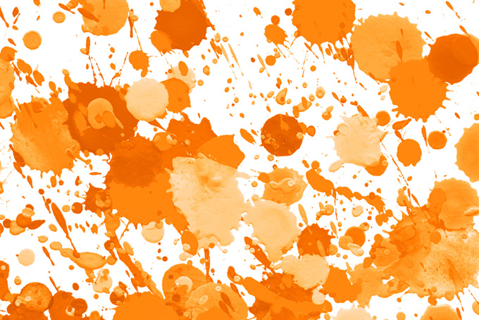 オレンジ色の飛沫のスプラッシュ画像（スプラッシュ オレンジの背景フリー画像）