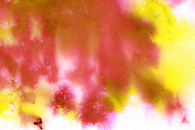 水彩 テクスチャ 背景 赤色 レッド 黄色 イエロー カラフル にじみ （水彩 素材の背景フリー画像）
