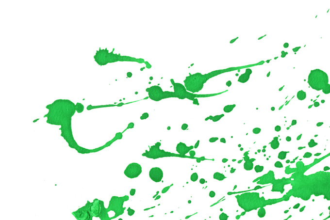 飛散った鮮やかな緑色の水彩テクスチャ（水彩 壁紙の背景フリー画像）