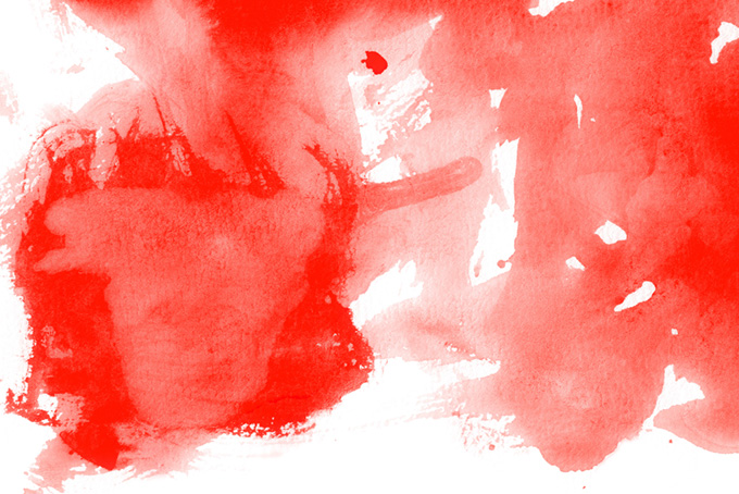 赤い水彩絵具を乱雑に塗った白背景（水彩 ポップの背景フリー画像）