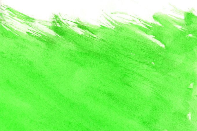 鮮麗なグリーンの水彩筆塗りのシンプル背景（水彩 グラデーションの背景フリー画像）
