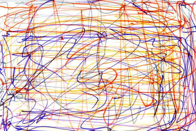 赤紫黄の水性ペンの雑なライン背景(色 テクスチャ 写真のフリー画像)