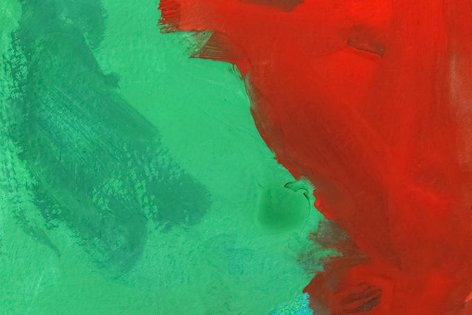 赤と緑の絵具厚塗りの水彩テクスチャ画像（水彩 抽象の背景フリー画像）
