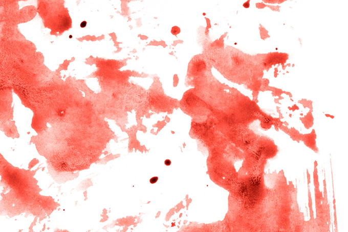 赤色の水彩スプラッタリングと白背景（色 テクスチャ 背景のフリー画像）