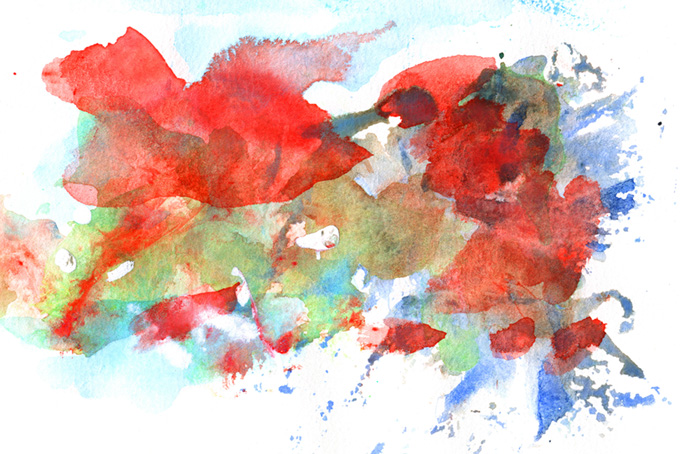 赤緑青のカラフルな水彩イメージ素材（水彩 バックグラウンドの背景フリー画像）