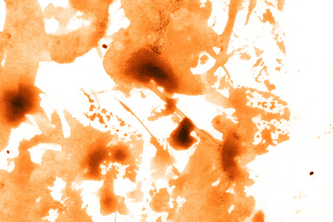 飛び散る薄いバーントシェンナの水彩素材（背景 色 テクスチャの背景フリー画像）