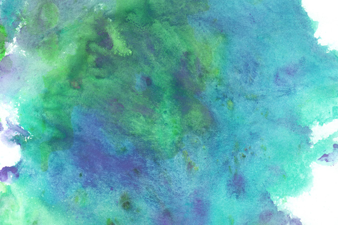 ブルーとグリーンが美しく滲む水彩背景（水彩 カラフルの背景フリー画像）