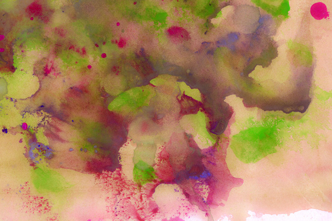 花と緑の水彩画イメージの背景（水彩 バックグラウンドの背景フリー画像）