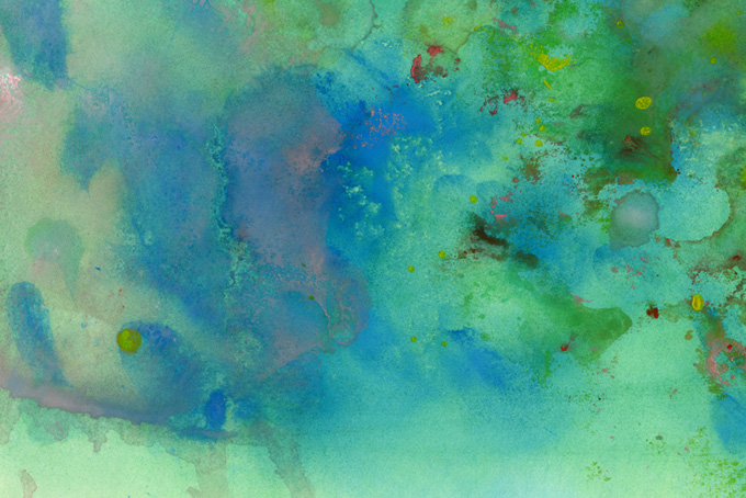 緑と青の滲みがつくる抽象イメージ素材（水彩 おしゃれの背景フリー画像）