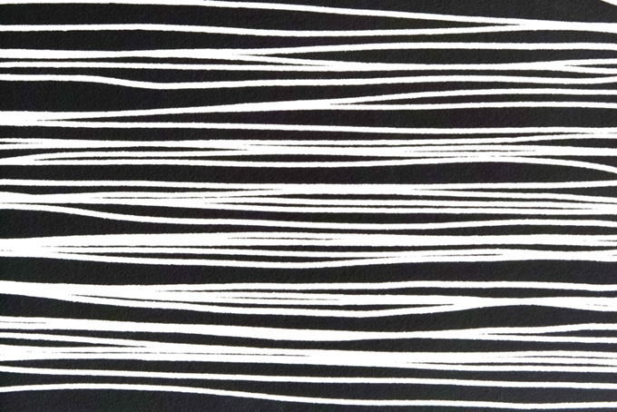 白い手描きの線と黒のモノクロ背景（水彩 白黒の背景フリー画像）