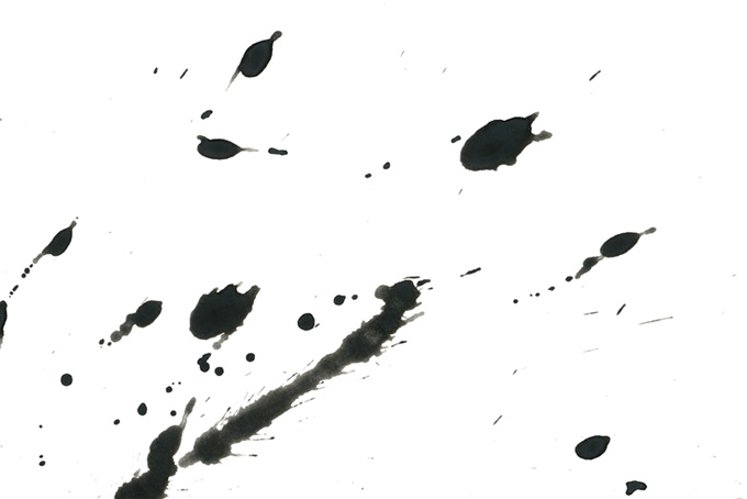 紙に跳ね散る墨のテクスチャ画像（水彩 モノクロの背景フリー画像）